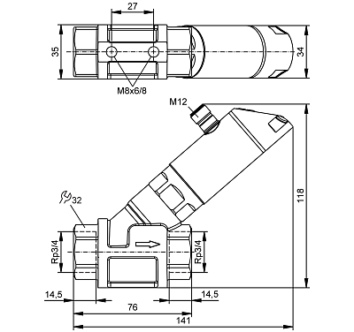Датчик расхода с элементом защиты от обратного потока и дисплеем SBY232 IFM, фото 2