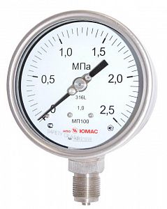 Манометры коррозионностойкие с трубчатой пружиной из нержавеющей стали диаметром Ø 100мм, Ø 160мм