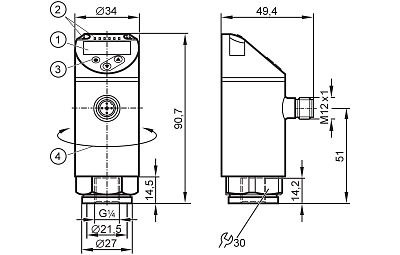 Датчик давления с дисплеем PNU094 IFM, фото 2