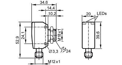 Приёмник датчика сквозного луча OGE380 IFM, фото 2