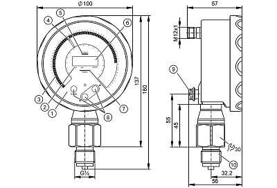 Датчик давления с аналоговым дисплеем PG1414 IFM, фото 2