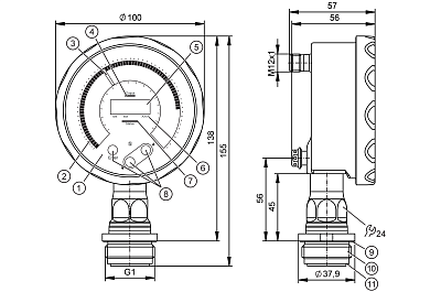 Датчик давления с плоской мембраной с дисплеем PG1704 IFM, фото 2
