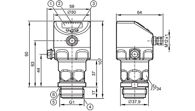 Датчик давления с плоской мембраной с дисплеем PI1715 IFM, фото 2