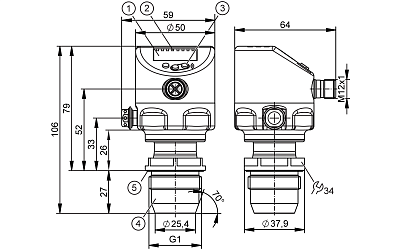 Датчик давления с плоской мембраной с дисплеем PI1807 IFM, фото 2